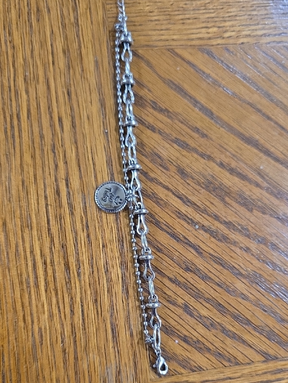 Sterling Silver Women's Chain Bracelet with Coin Charm